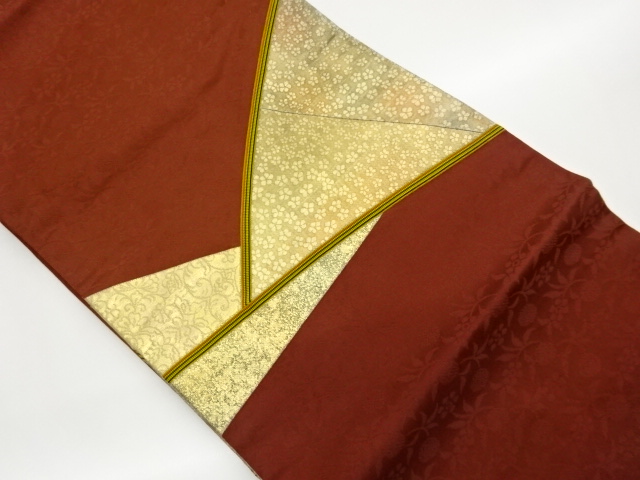 切り嵌め小花に唐草模様織出し名古屋帯